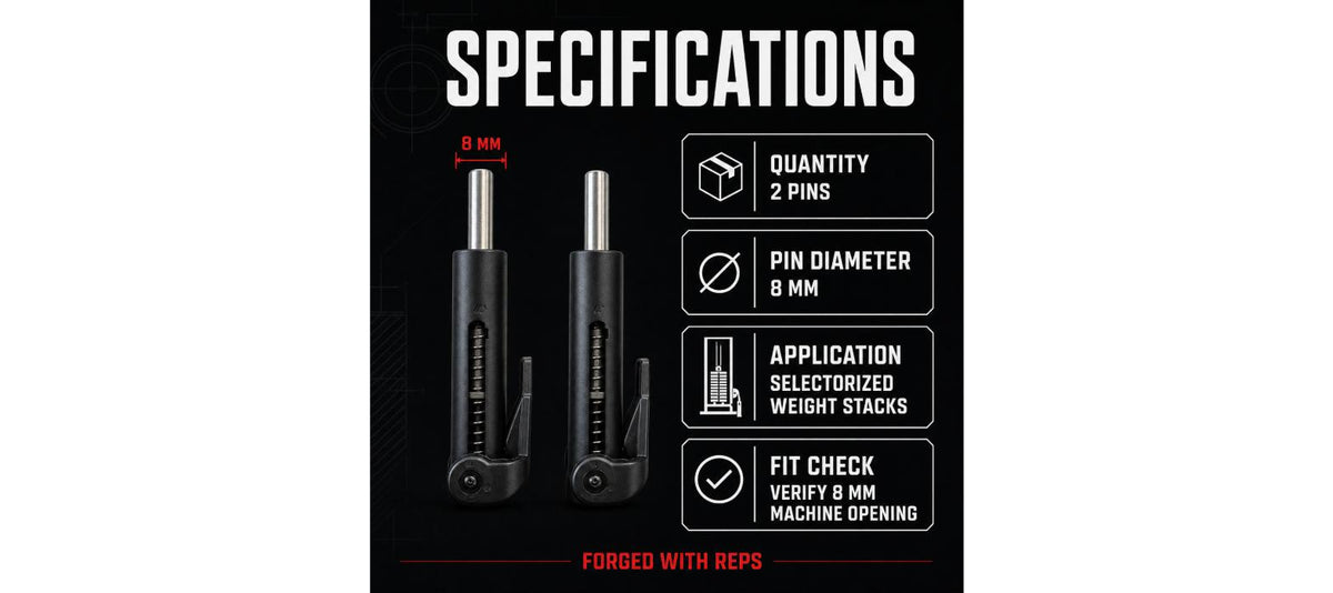 Drop Set Pins - 8mm Weight Stack Pins (Pair)