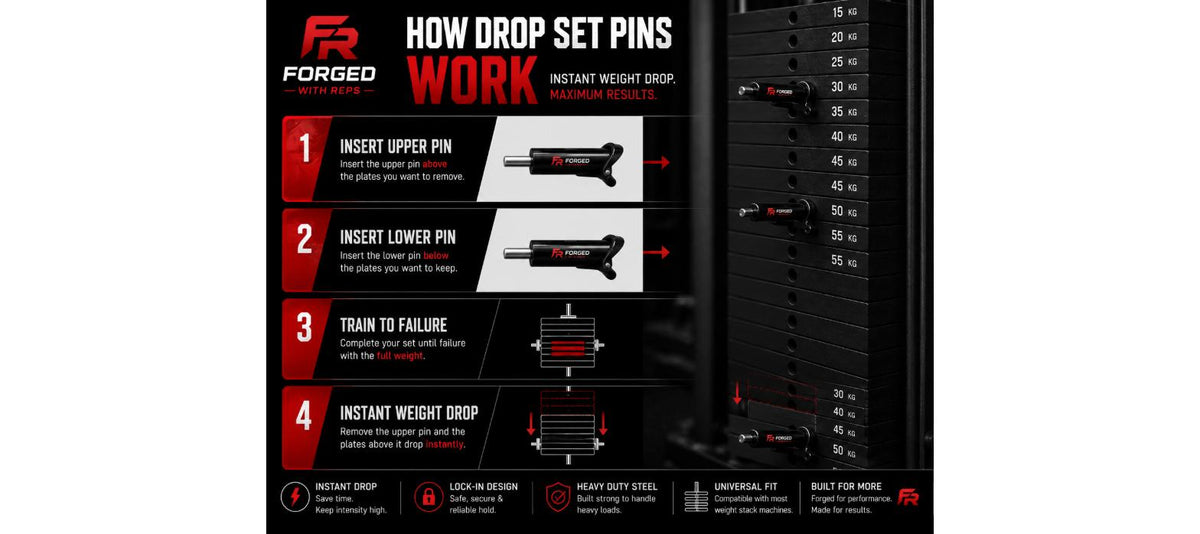 Drop Set Pins - 8mm Weight Stack Pins (Pair)
