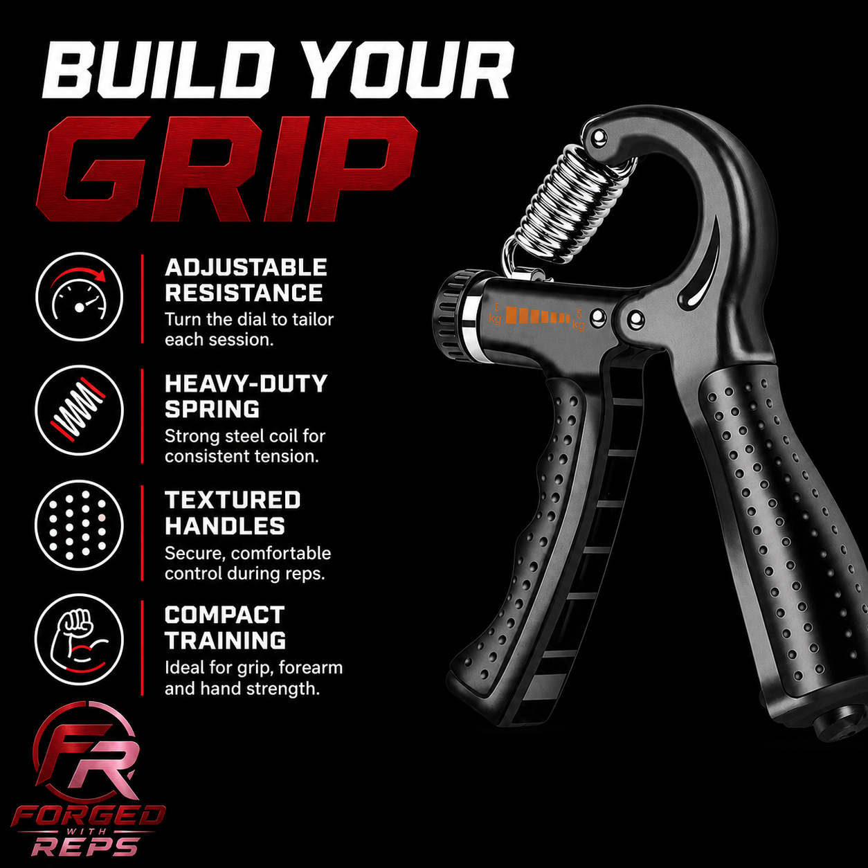 Adjustable Hand Gripper 50-100kg - features