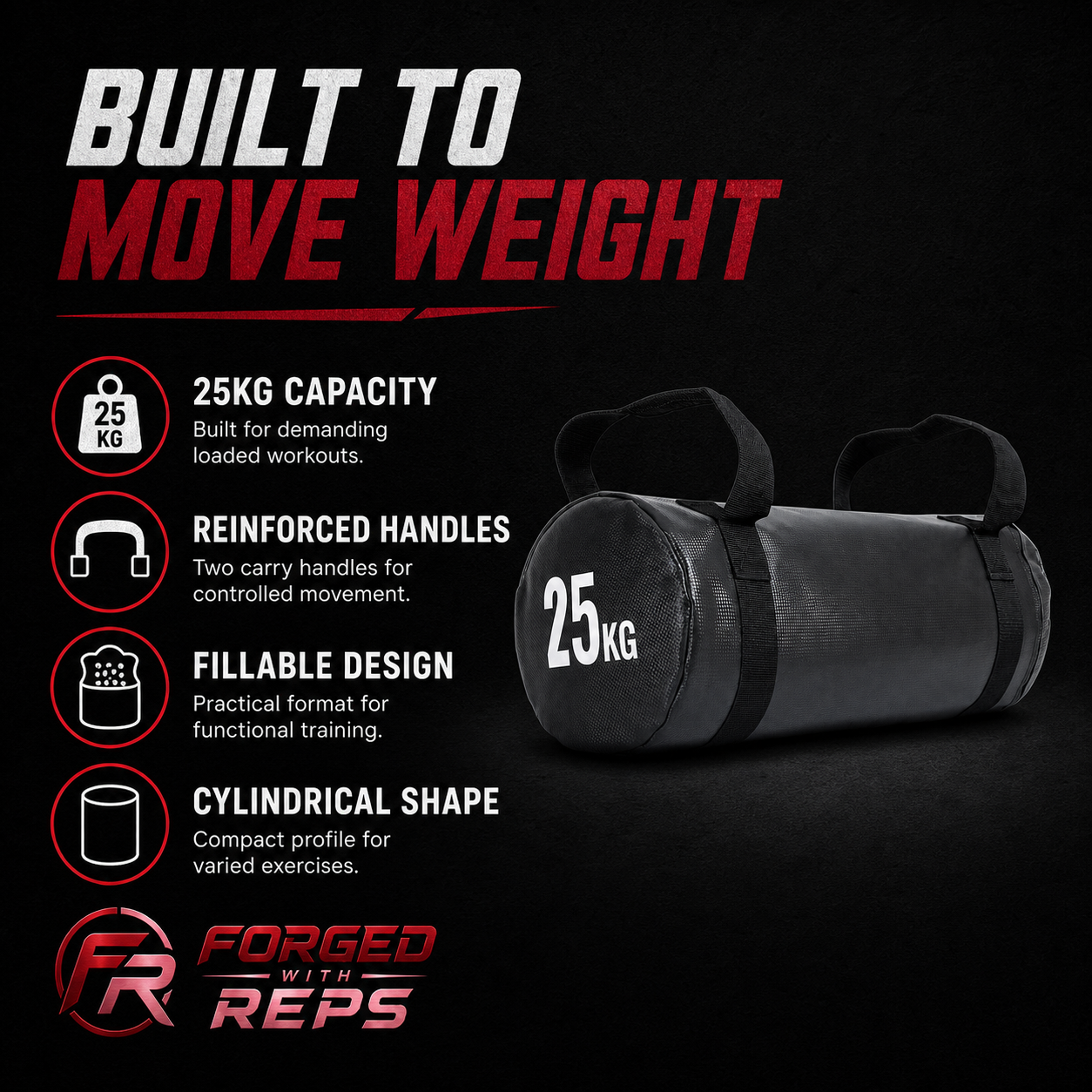 Gym Sandbag 25kg (Fillable) - features
