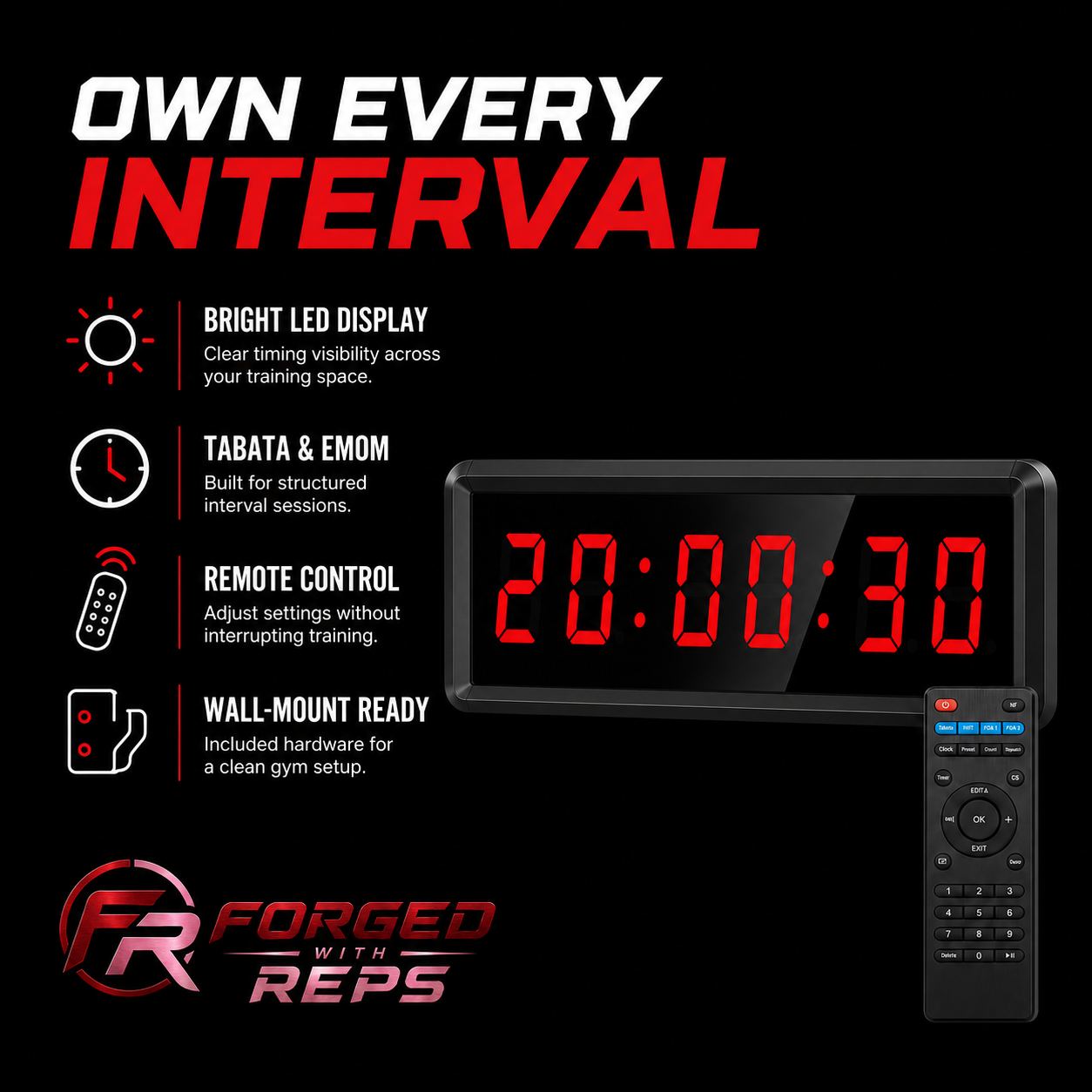 Gym LED Timer (Tabata/EMOM) - features