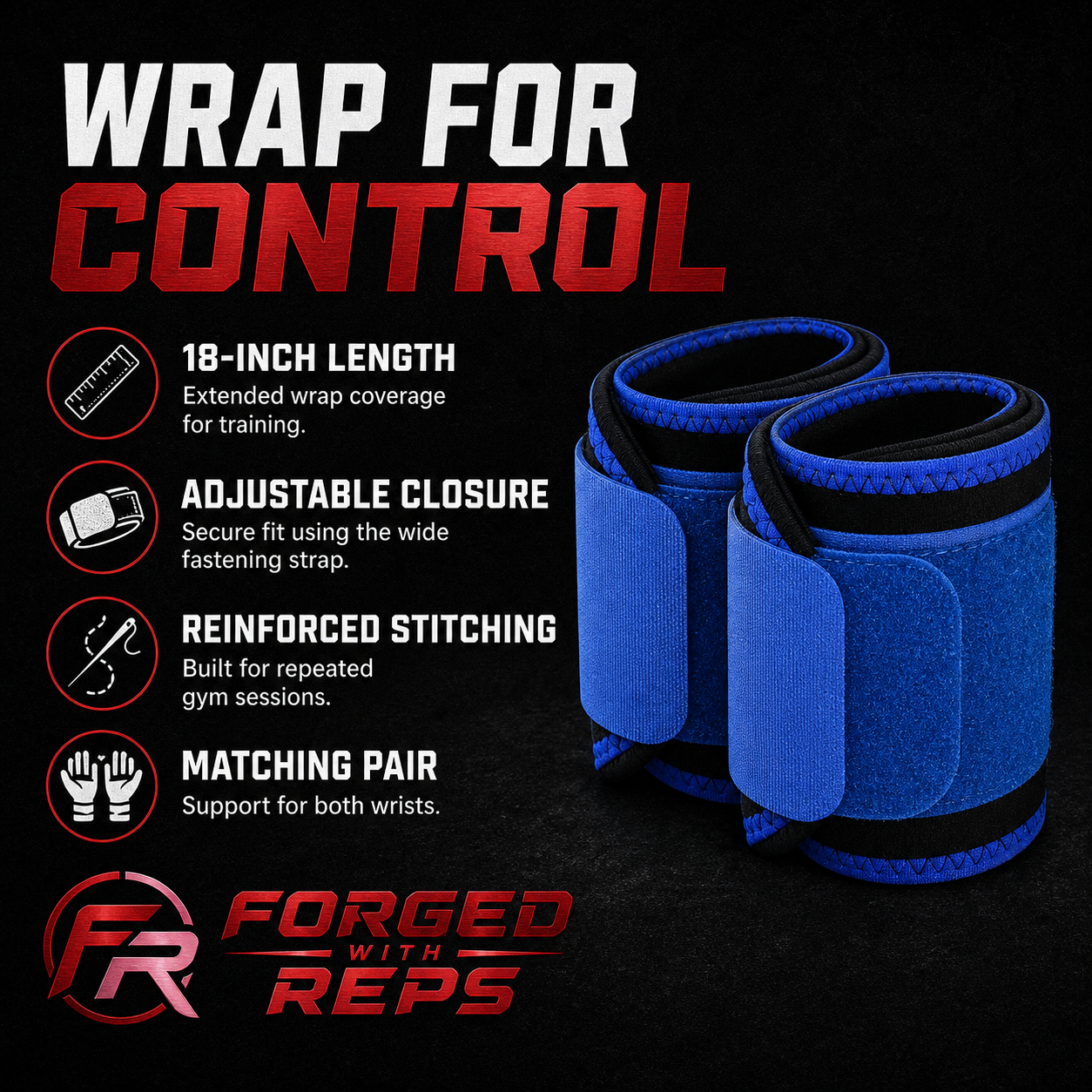 Wrist Wraps 18 inch Pair - features