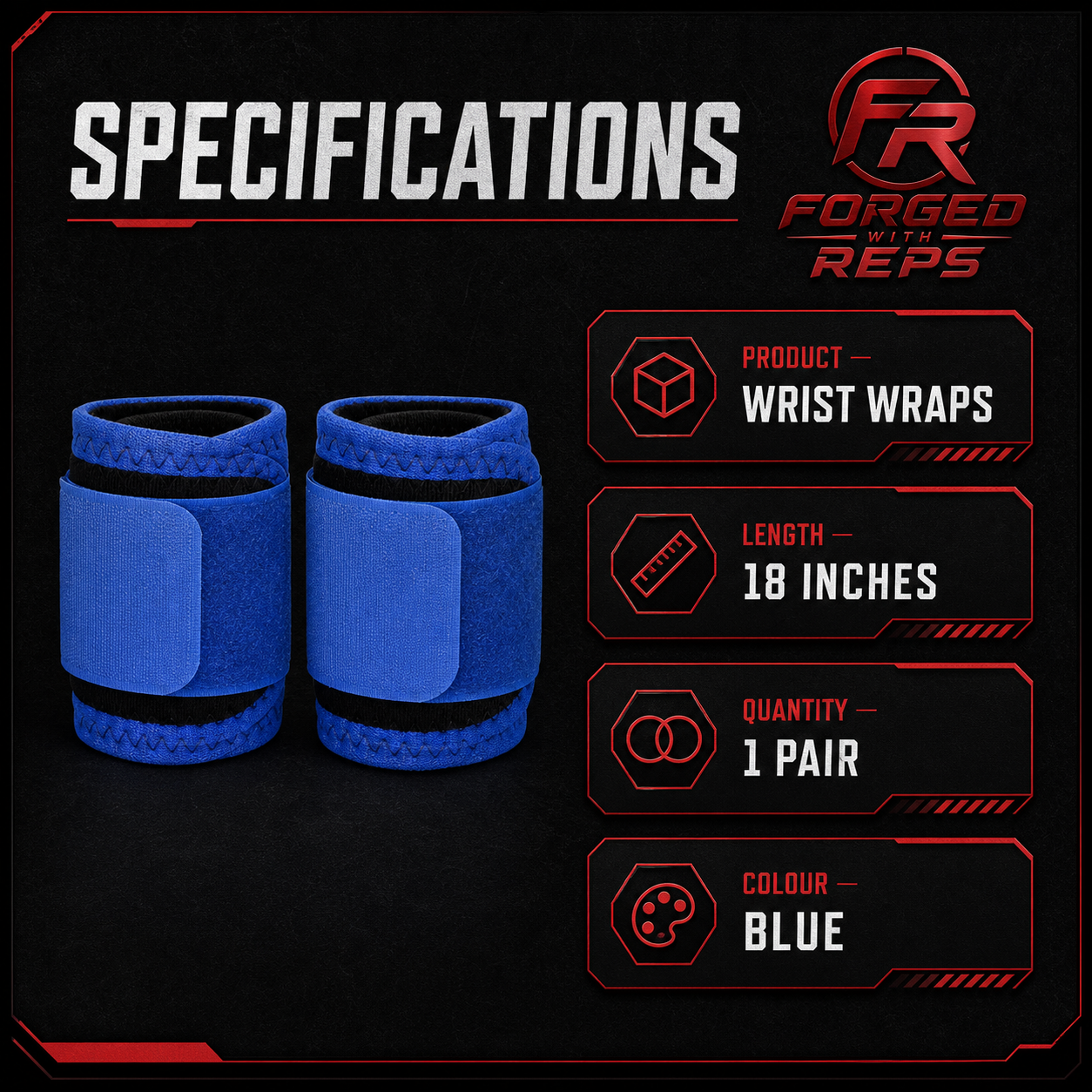 Wrist Wraps 18 inch Pair - specifications