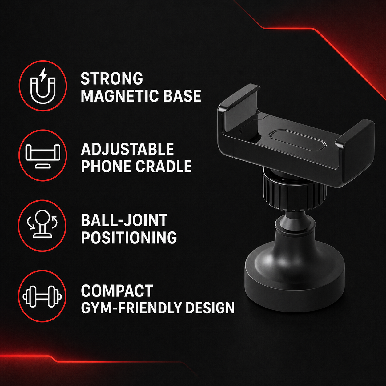Magnetic Gym Phone Holder - features