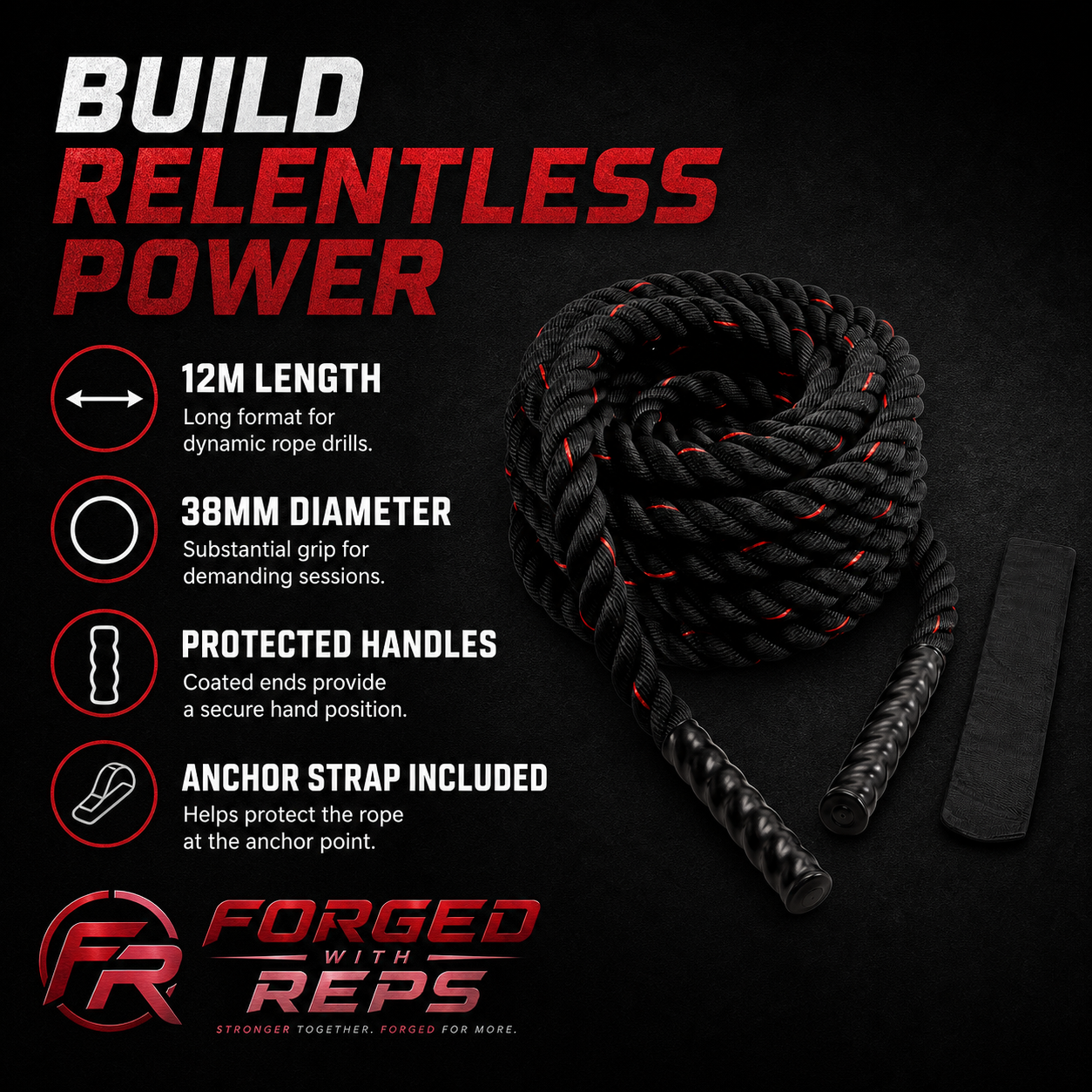 Battle Rope 12m x 38mm - features