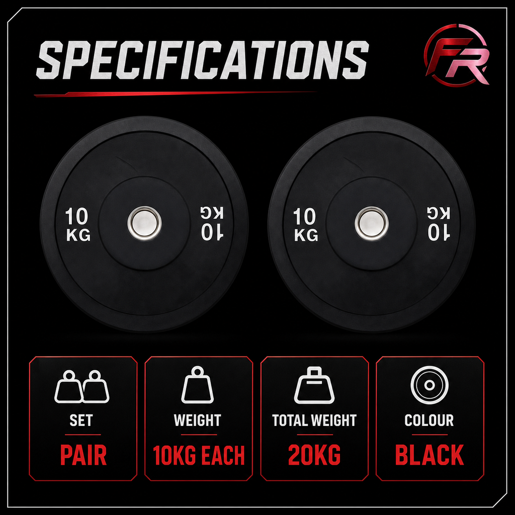 Olympic Bumper Plates 10kg Pair - specifications