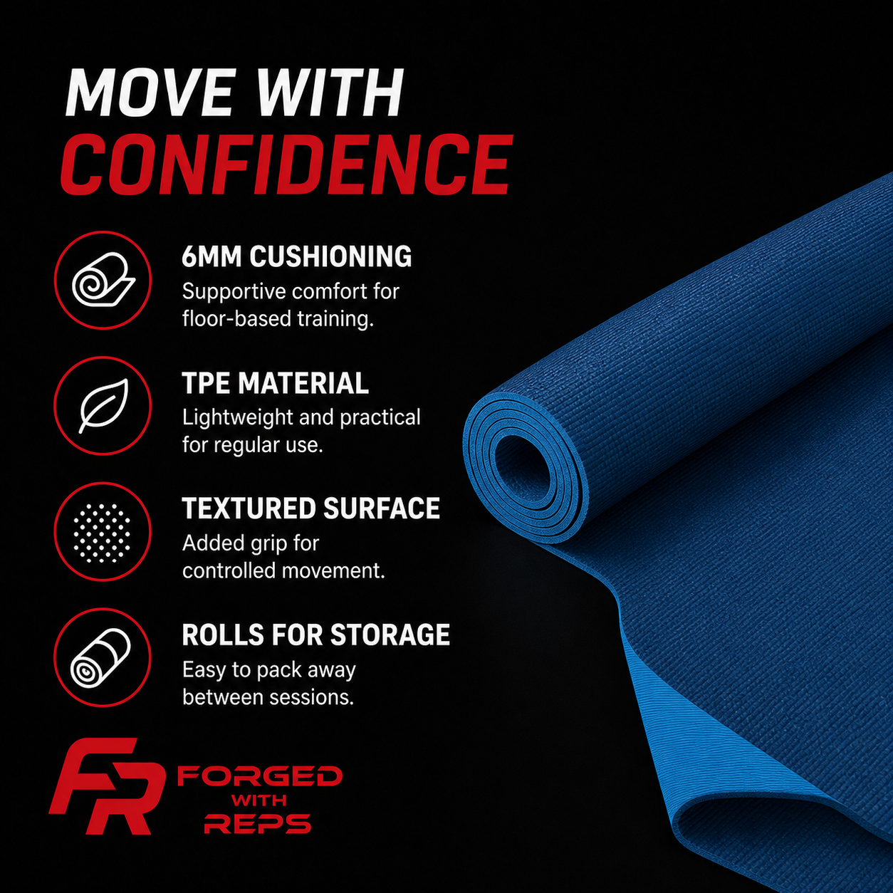 Premium Yoga Mat 6mm TPE - features
