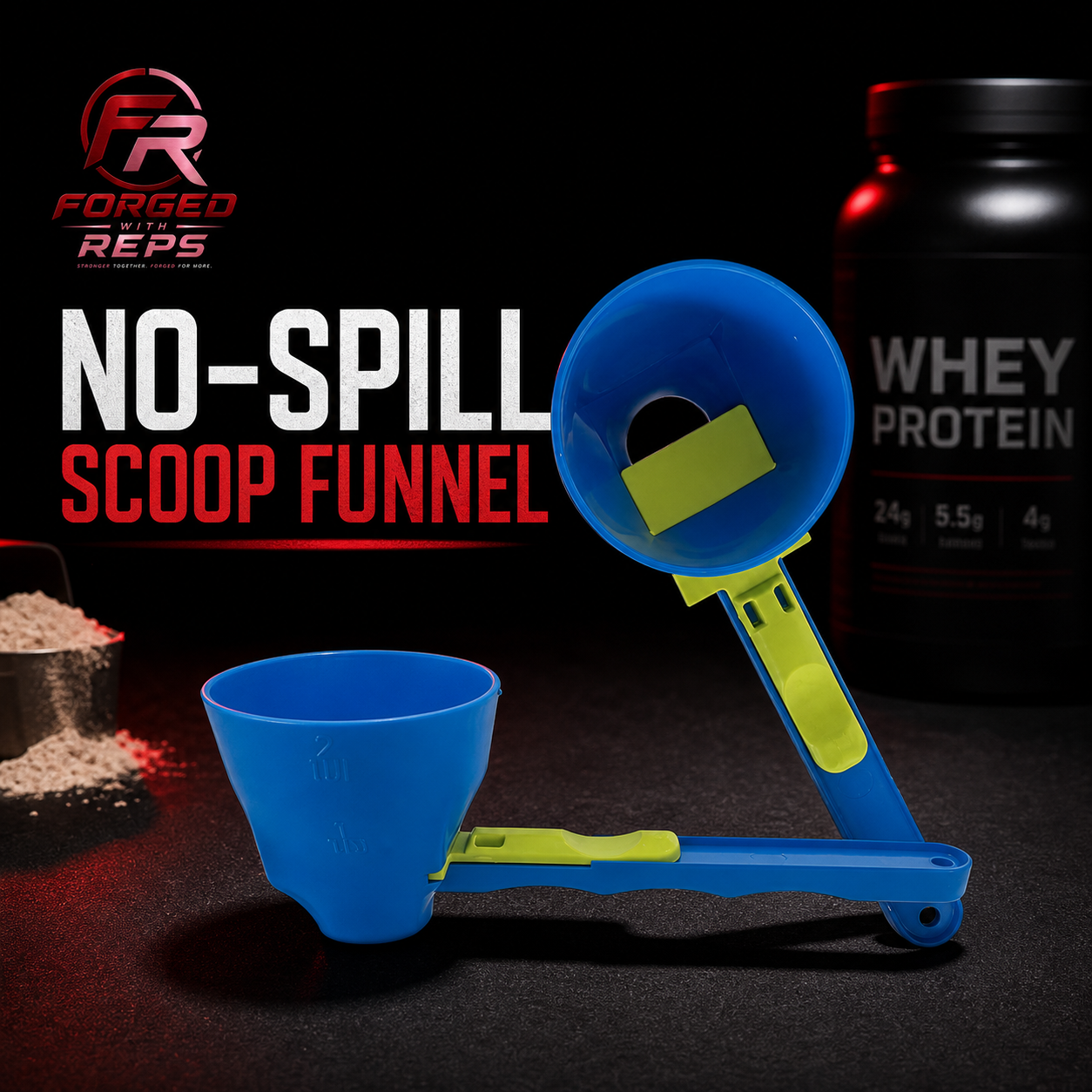No-Spill Protein Scoop Funnel - hero shot