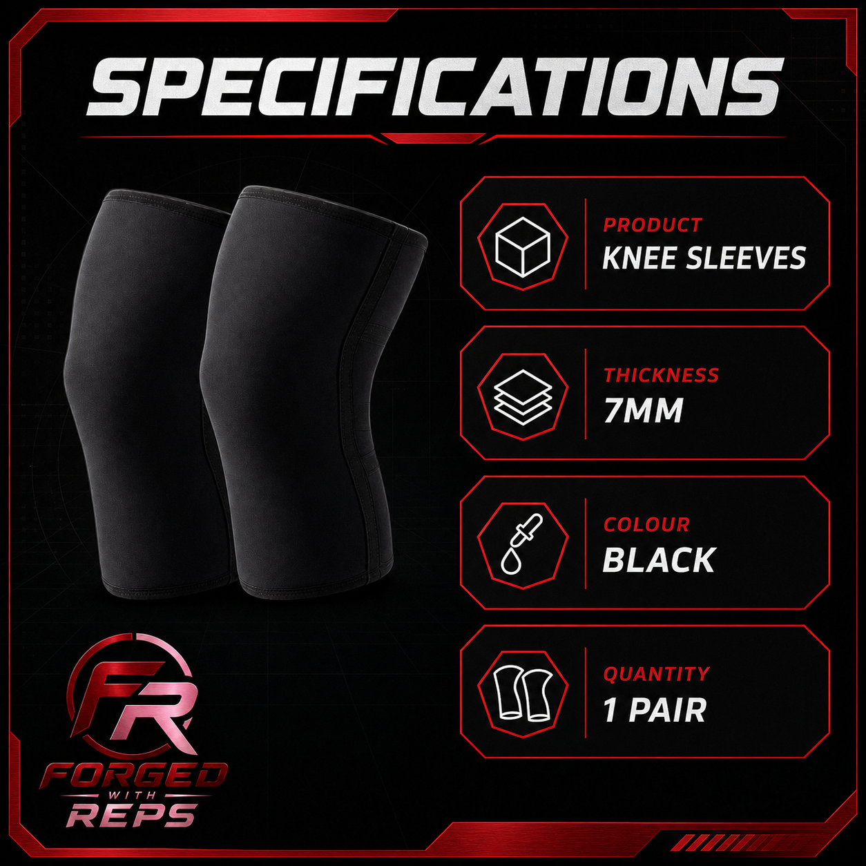 Knee Sleeves 7mm Pair - specifications