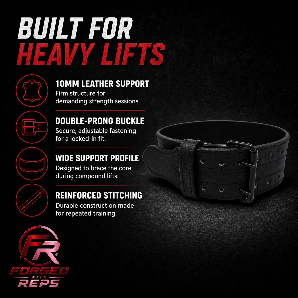Weightlifting Belt 10mm Leather features