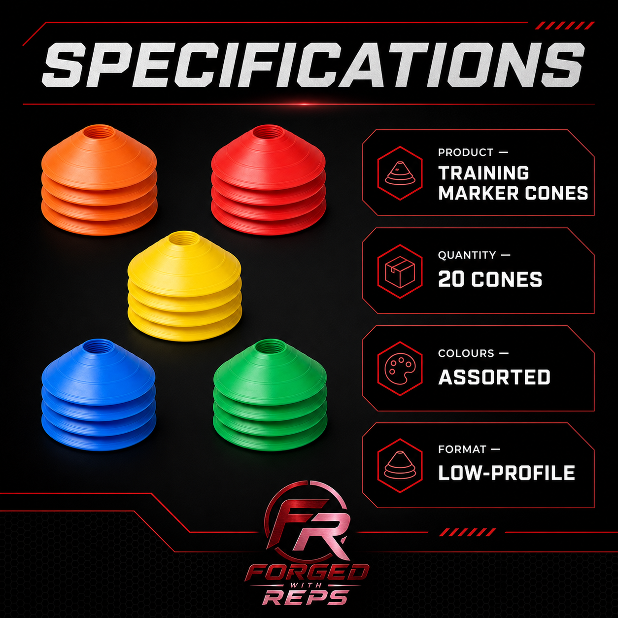 Training Marker Cones (20-Pack) - specifications