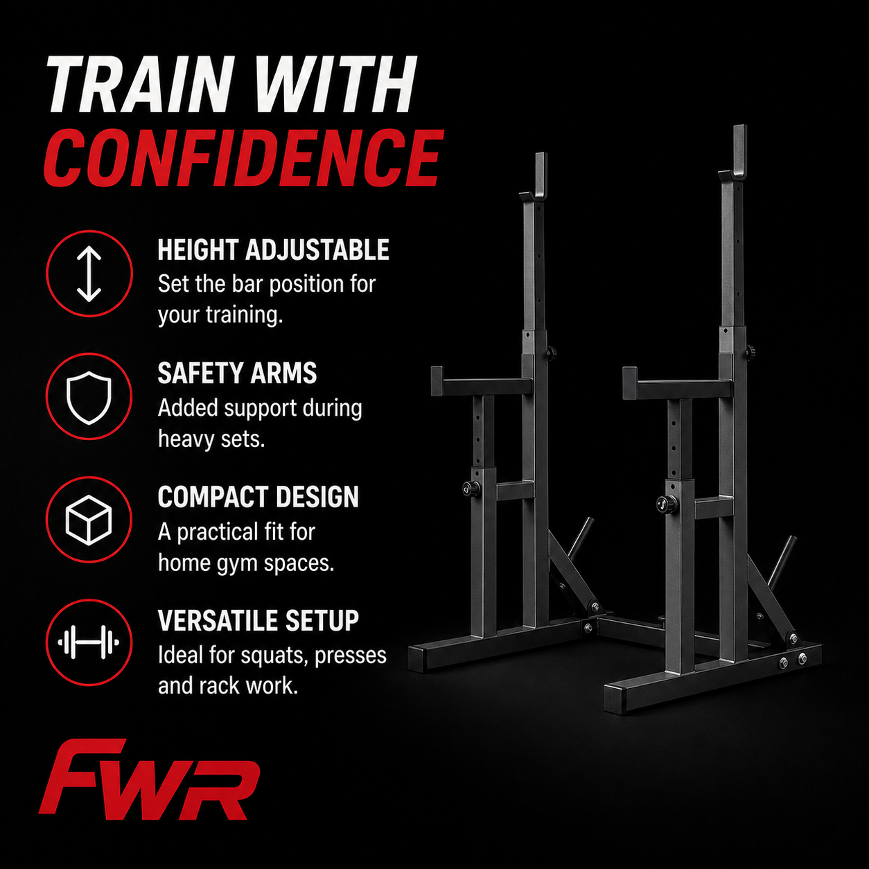 Adjustable Squat Stand Lite - features