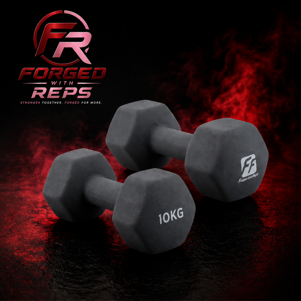10kg Neoprene Hex Dumbbell Pair hero shot