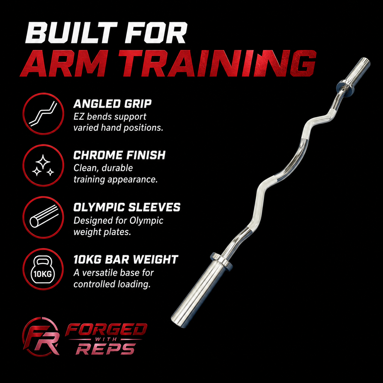 Olympic EZ Curl Bar 10kg features