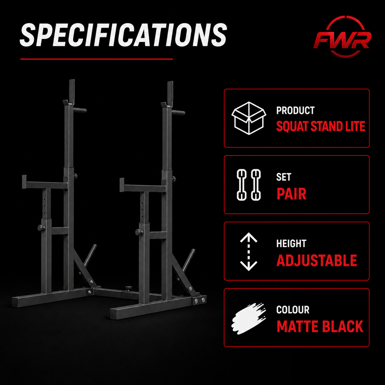Adjustable Squat Stand Lite - specifications