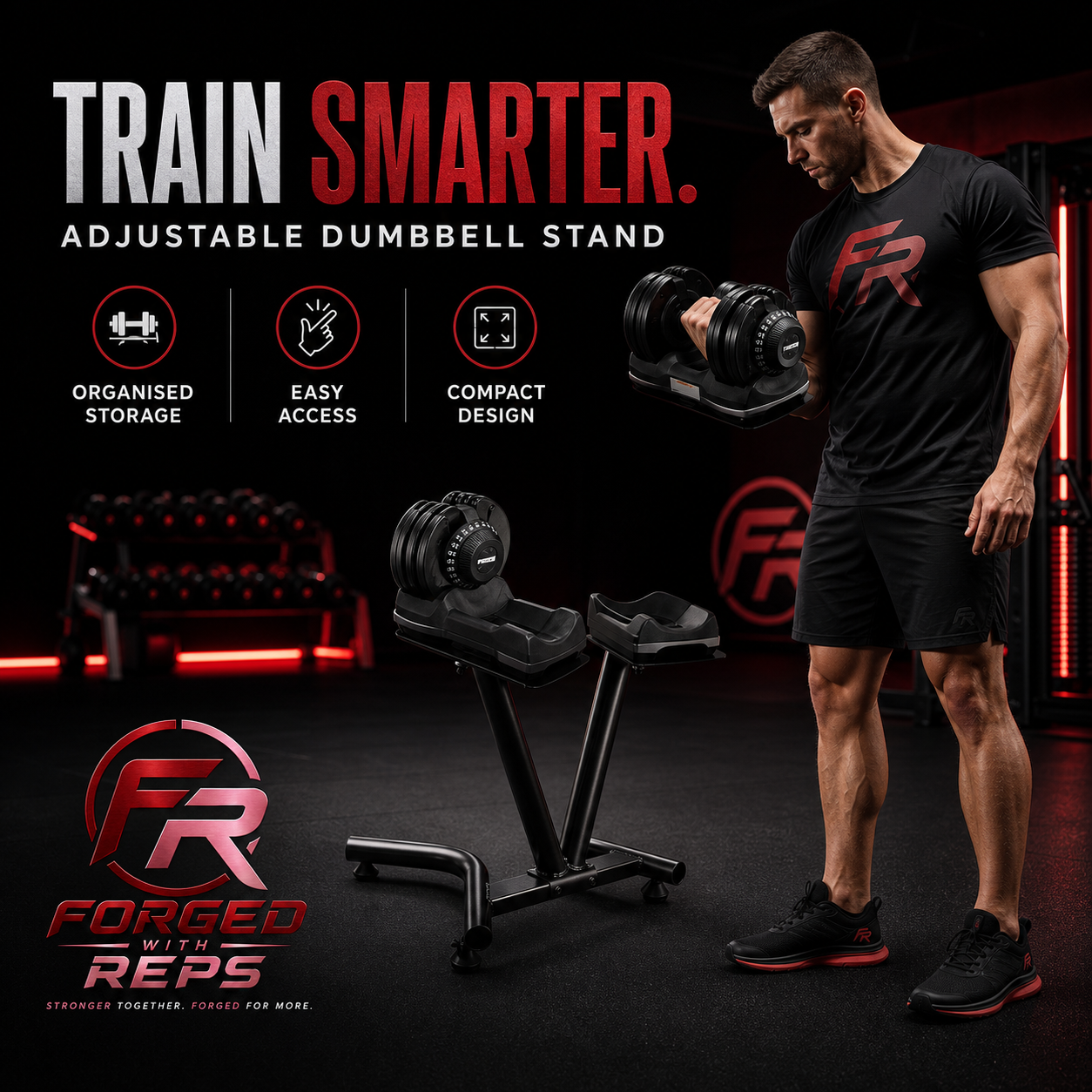 Adjustable Dumbbell Stand promotional graphic