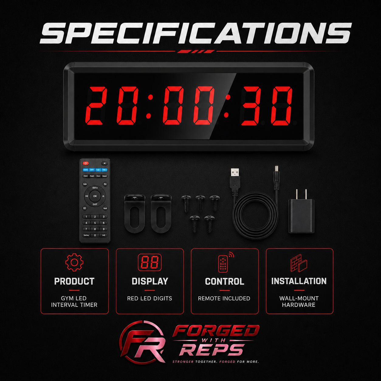 Gym LED Timer (Tabata/EMOM) - specifications