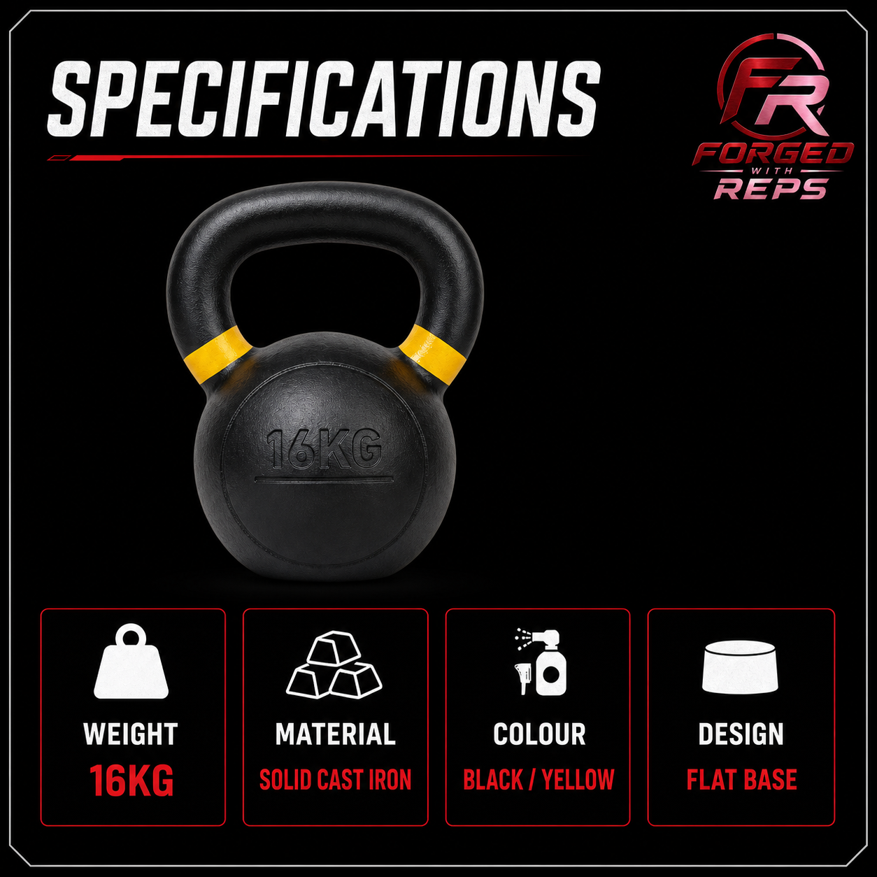 16kg Cast-Iron Kettlebell specifications
