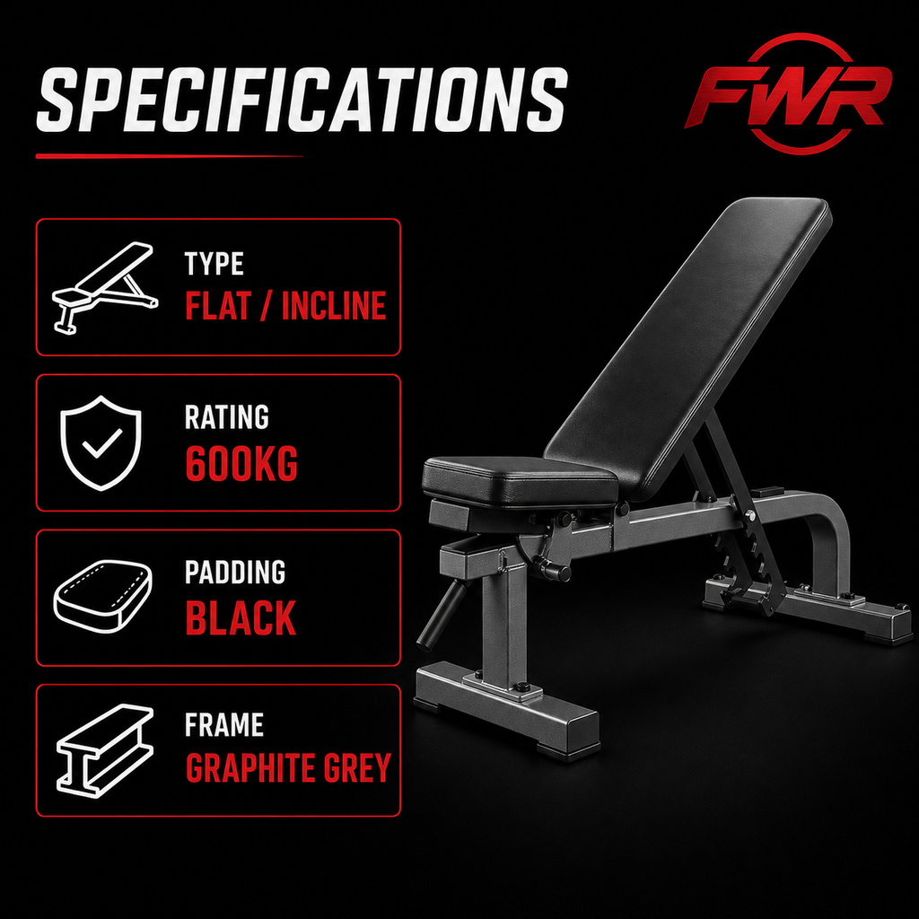 Flat Incline Bench 600kg Rated - specifications