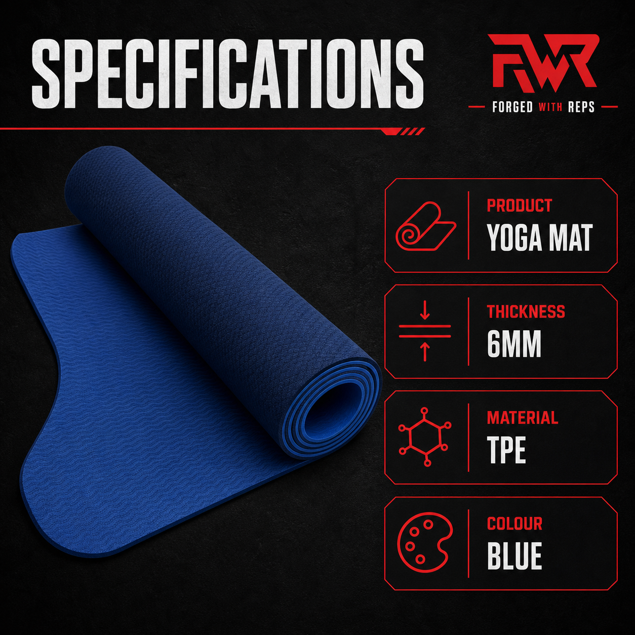 Premium Yoga Mat 6mm TPE - specifications