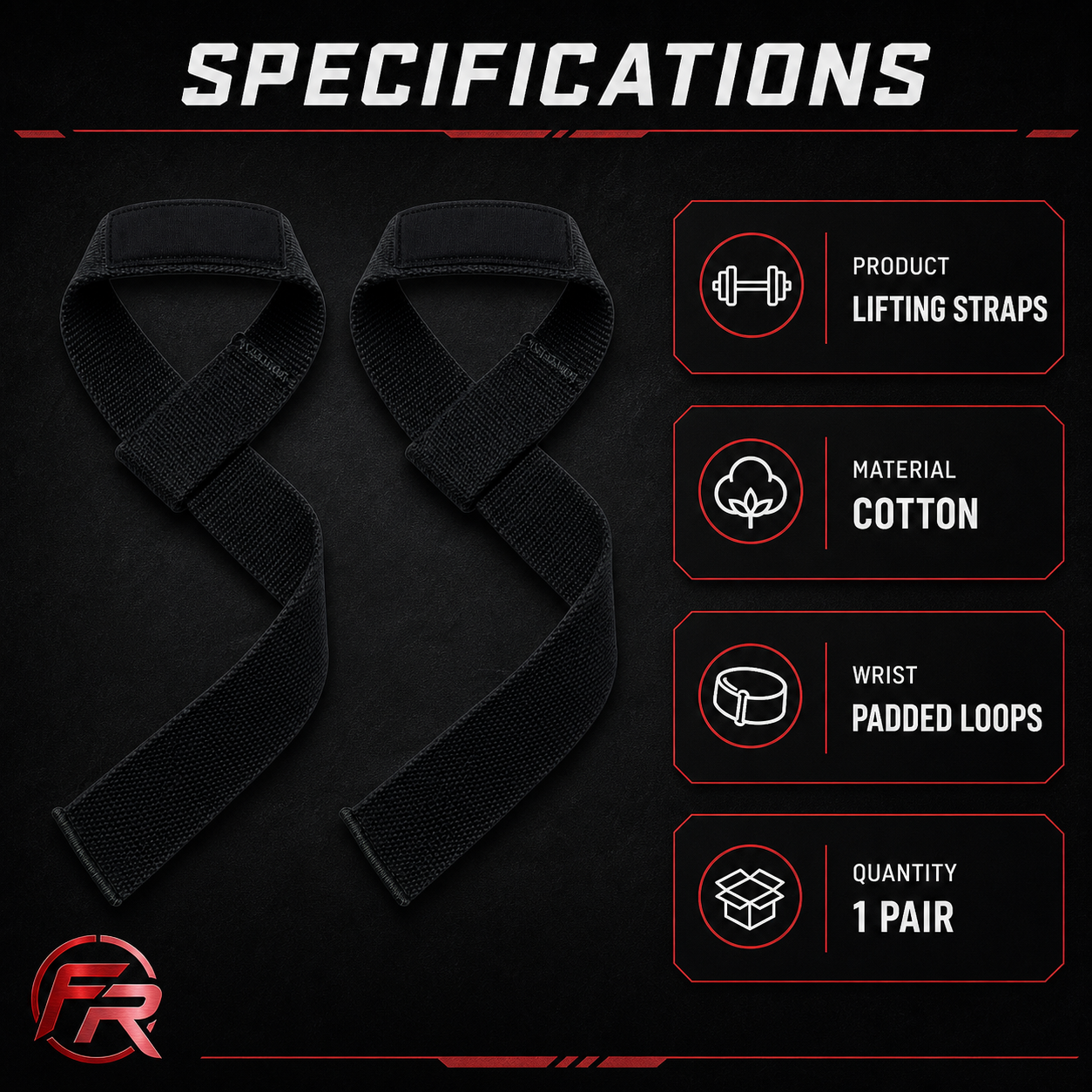 Lifting Straps Cotton Padded - specifications