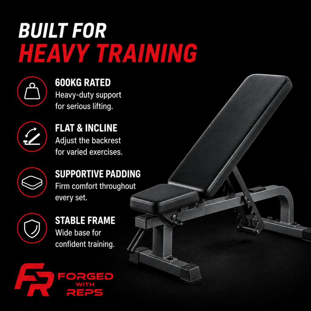 Flat Incline Bench 600kg Rated - features