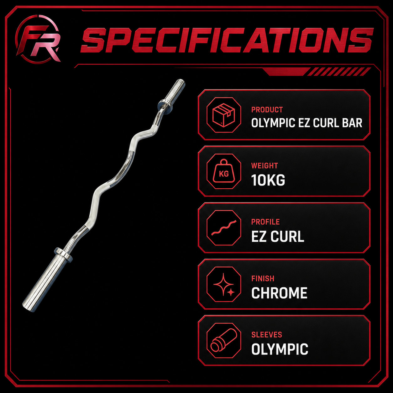 Olympic EZ Curl Bar 10kg specifications