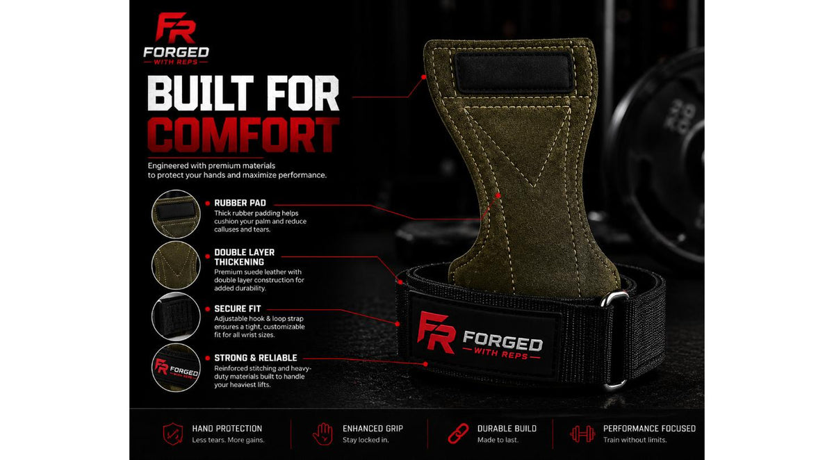 Lifting Grips - Padded Suede Wrist Support Straps
